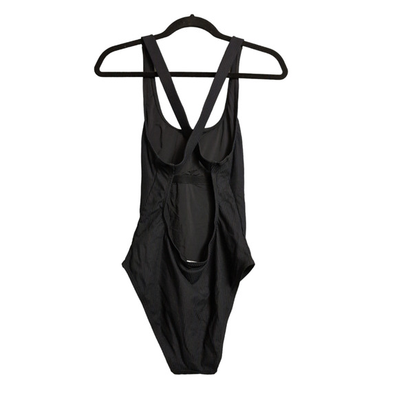 Andie Tulum One Piece Swimsuit Black Rib Beach Pool Resort Crisscross M New - Picture 3 of 9